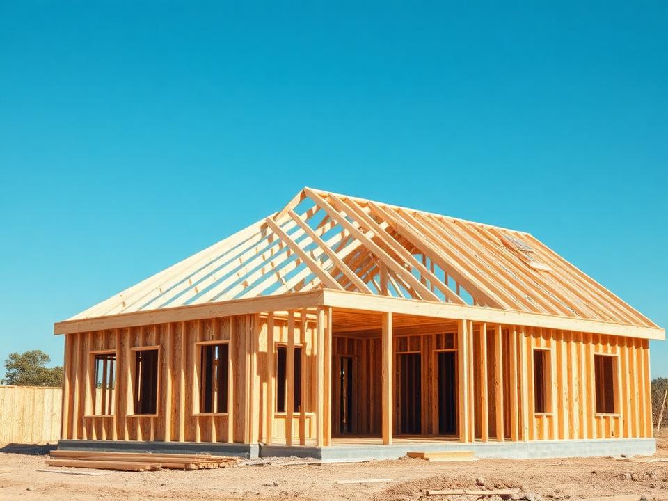 Structure de bois d'une résidence en construction
